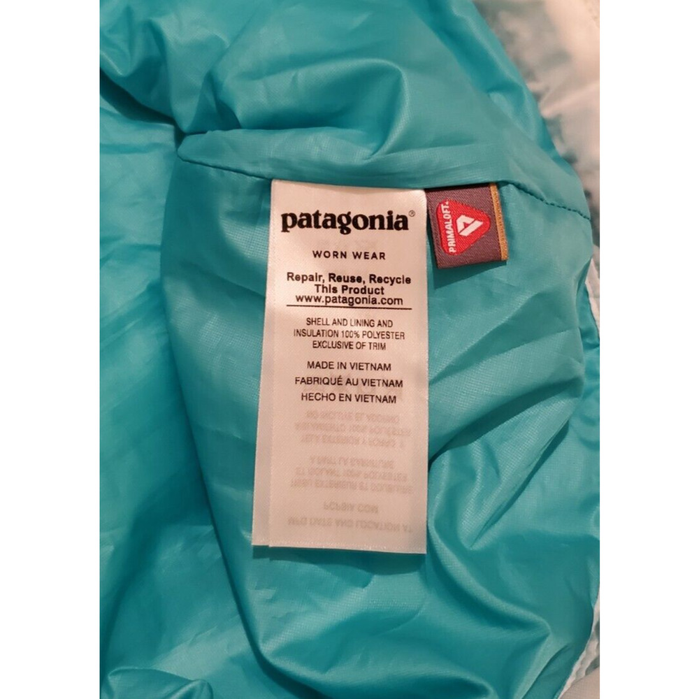 Patagonia White Puffer Pullover with Teal Trim - Picture 4 of 9